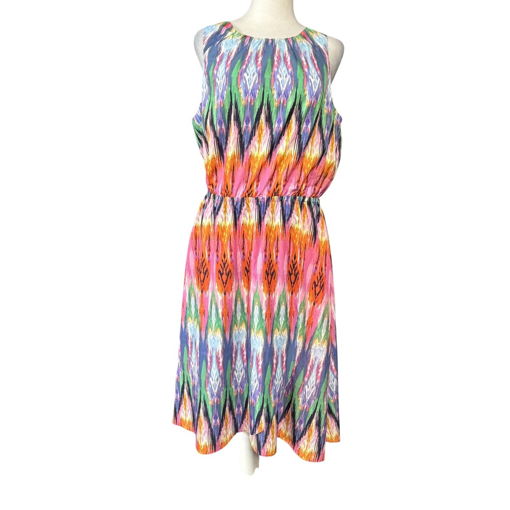Athleta Multicolor Sleeveless Midi Dress - Pink, Orange, Green, Blue, Purple